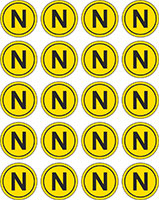 Знак N Нулевой рабочий проводник желтый