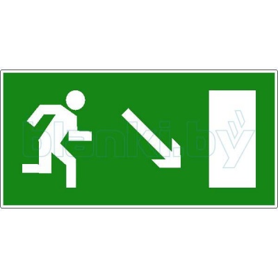 Знак Направление к эвакуационному выходу направо вниз