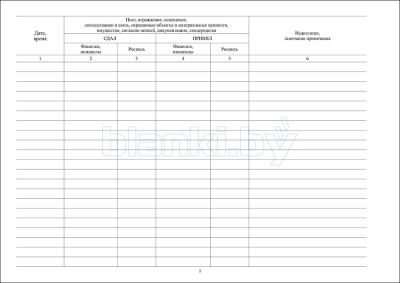 Книга приема и сдачи дежурства внутренняя часть