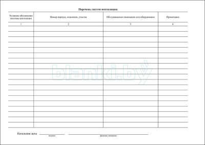 Журнал по эксплуатации и техническому обслуживанию системы вентиляции внутренняя часть